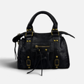 Borsa Metropolis Vintage Mini in Ecopelle Nera - Dettagli Dorati