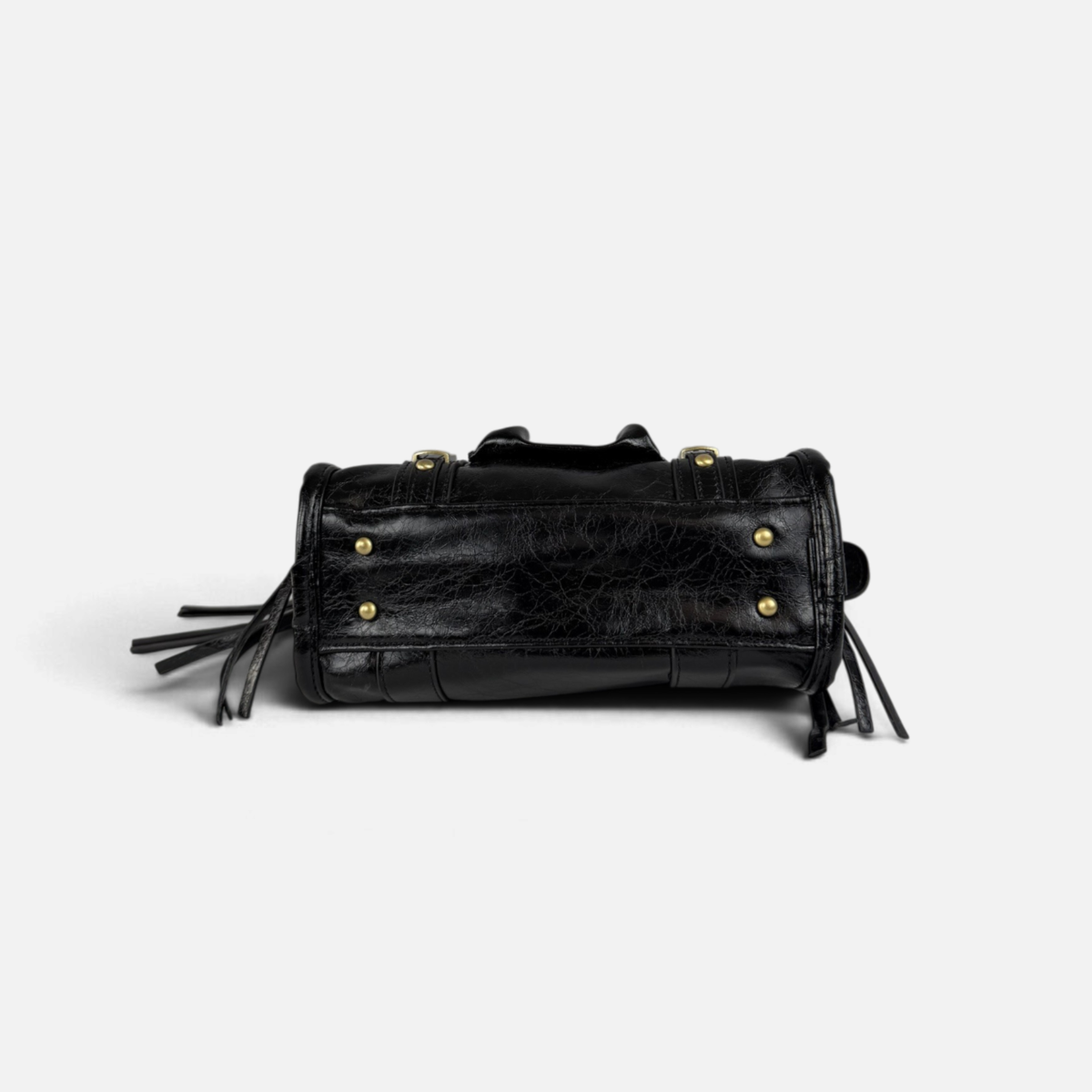 Borsa Metropolis Specchietto Mini in Similpelle - Nera con Dettagli Dorati