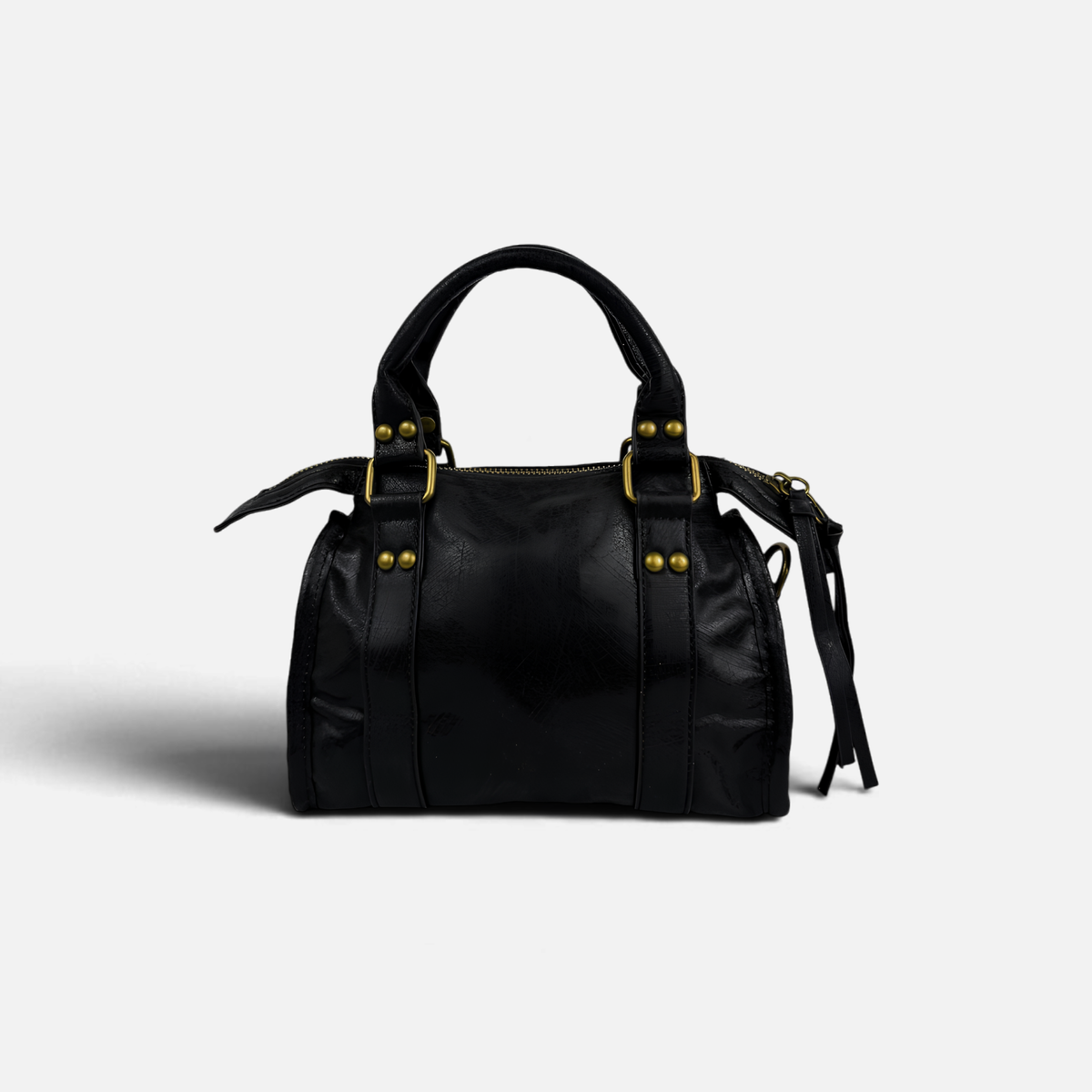 Borsa Metropolis Vintage Mini in Ecopelle Nera - Dettagli Dorati