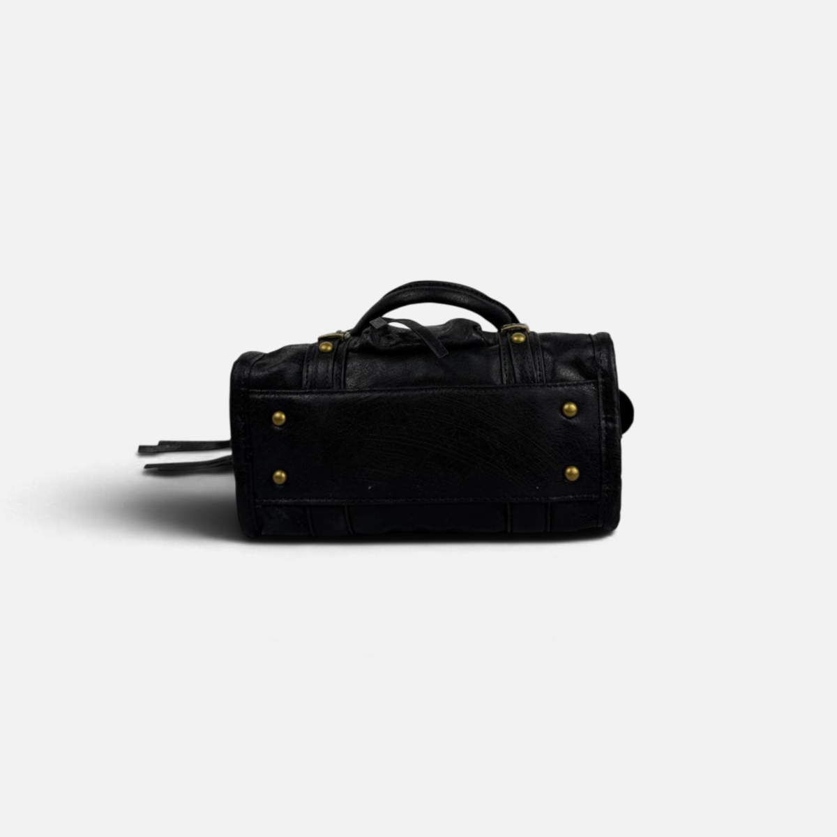 Borsa Metropolis Vintage Mini in Ecopelle Nera - Dettagli Dorati